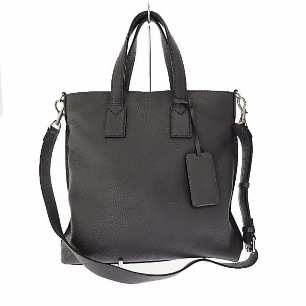 Fendi Selleria Leather Tote Bag Gray Vector